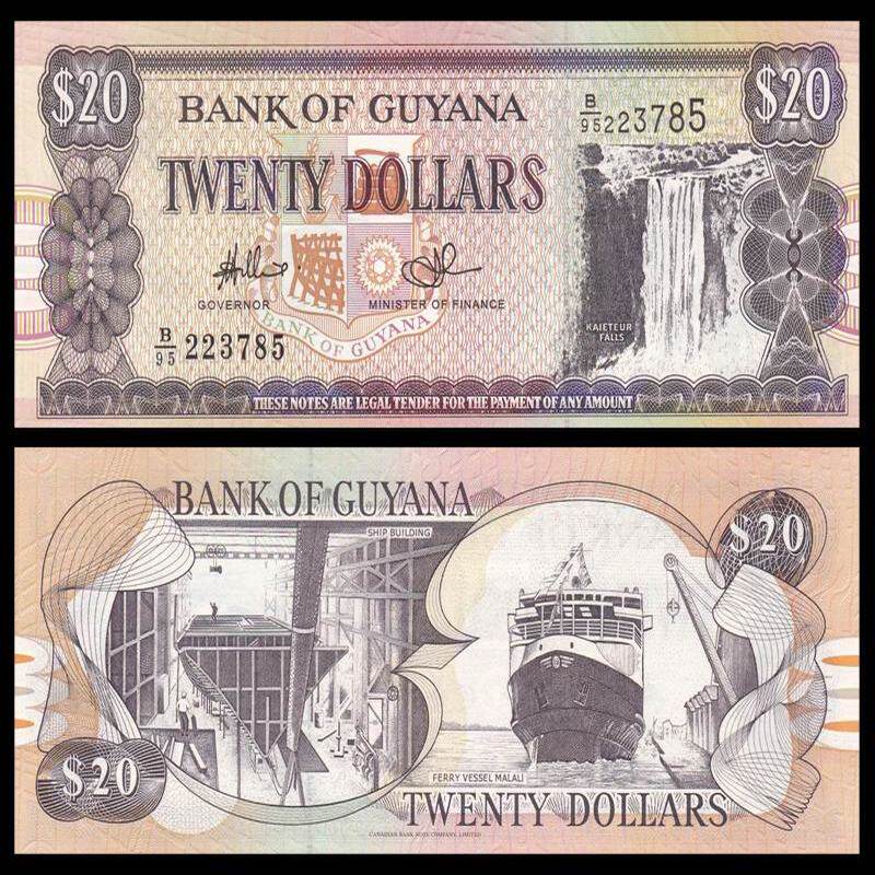 (Americas) Brand new UNC Guyana 20 yuan foreign banknotes 1996