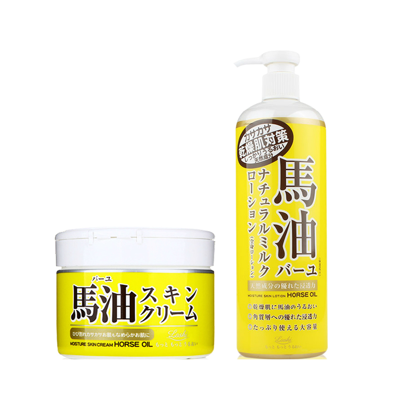 LOSHI日本北海道LOSHI马油面霜220g+马油身体乳液485ml 组合装