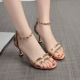 Dép đinh tán nữ mùa hè 2018 mới cao gót cao cổ nữ sandal đế xuồng nhỏ tươi với túi chân với giày mèo