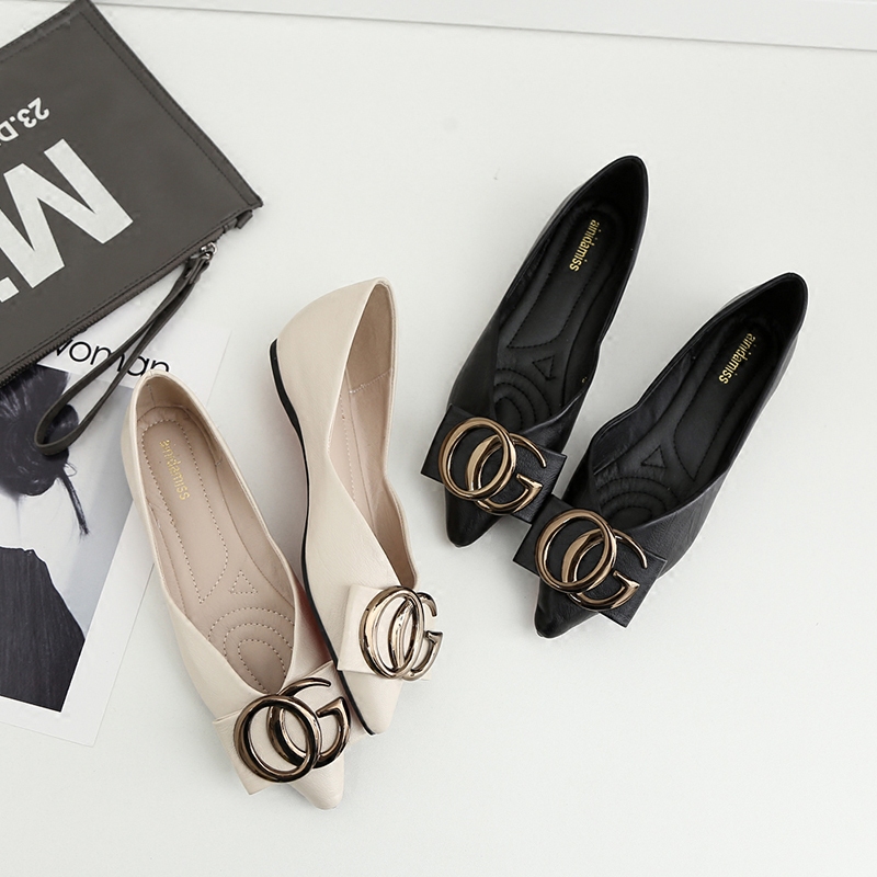 2021 new pointed-toe flat shoes women's Korean version all-match spring scoop shoes soft-soled women's shoes shallow-cut shoes flat-heeled single shoes