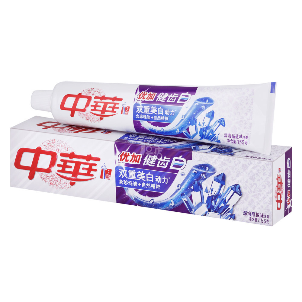 中华健齿白深海晶盐牙膏200g 1号店矿盐清新口气防蛀洁齿牙膏