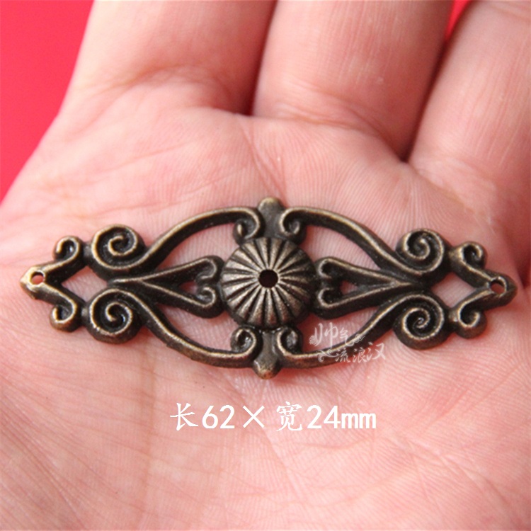 K242 antique appliquer furniture Drawers Layering corner Wood Box Decorative Pressing sheet Straight Sheet Five Gold Accessories