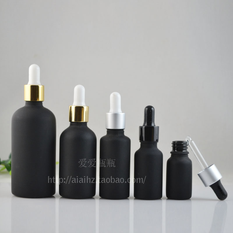 5ml10ml20ml30ml50ml100ml100mlL black frosted glass drop tube bottle packed with the essence liquid bottle