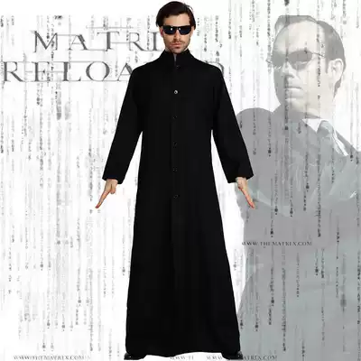 Halloween Costume cosplay Men in Black Men Killer Black Robe Adult Matrix Neo Cybe Man