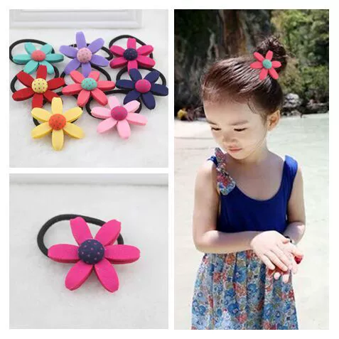 Phiên bản Hàn Quốc của phụ kiện tóc trẻ em mũ nón cô gái hai lớp EVA hoa mặt trời hoa dây tóc buộc tóc hoa cúc dây tóc 4g - Phụ kiện tóc