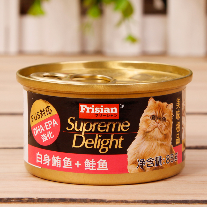 特价猫罐头 富力鲜金罐 白身鲔鱼+鲑鱼猫罐头85g 猫零食湿粮