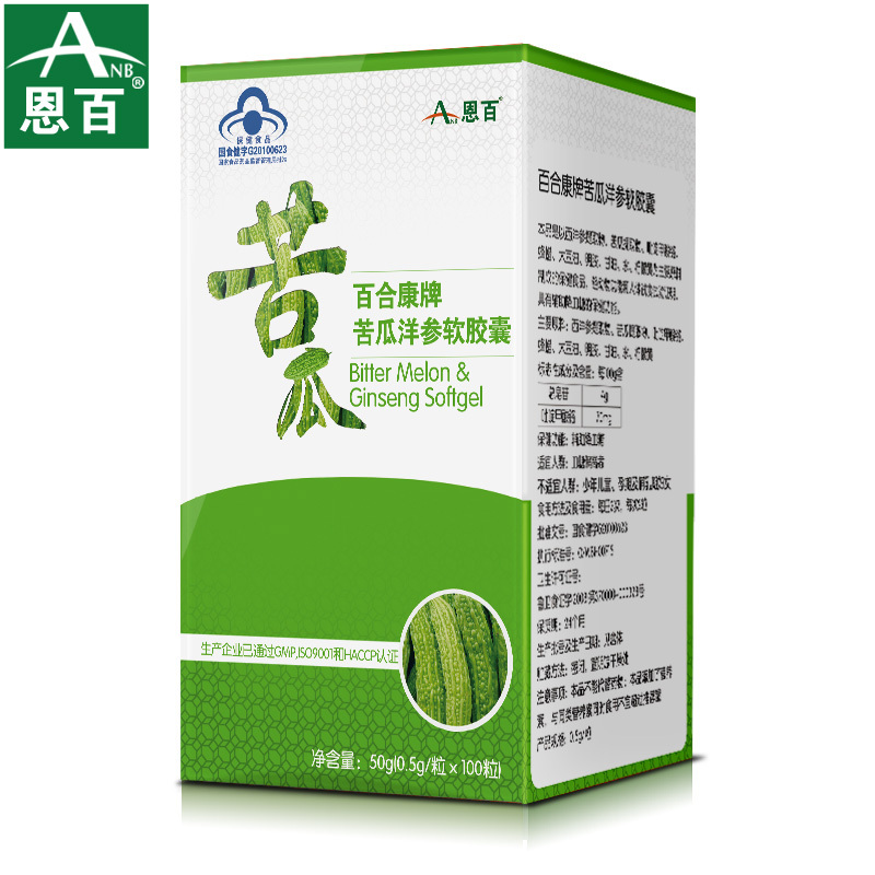 ANB/恩百 百合康牌苦瓜洋参软胶囊 0.5g/粒*100粒