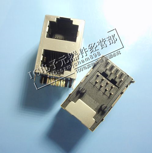 Internet socket RJ45 2 * 1 2 x 1 no lamp without play RJ45 socket crystal head socket bends double opening