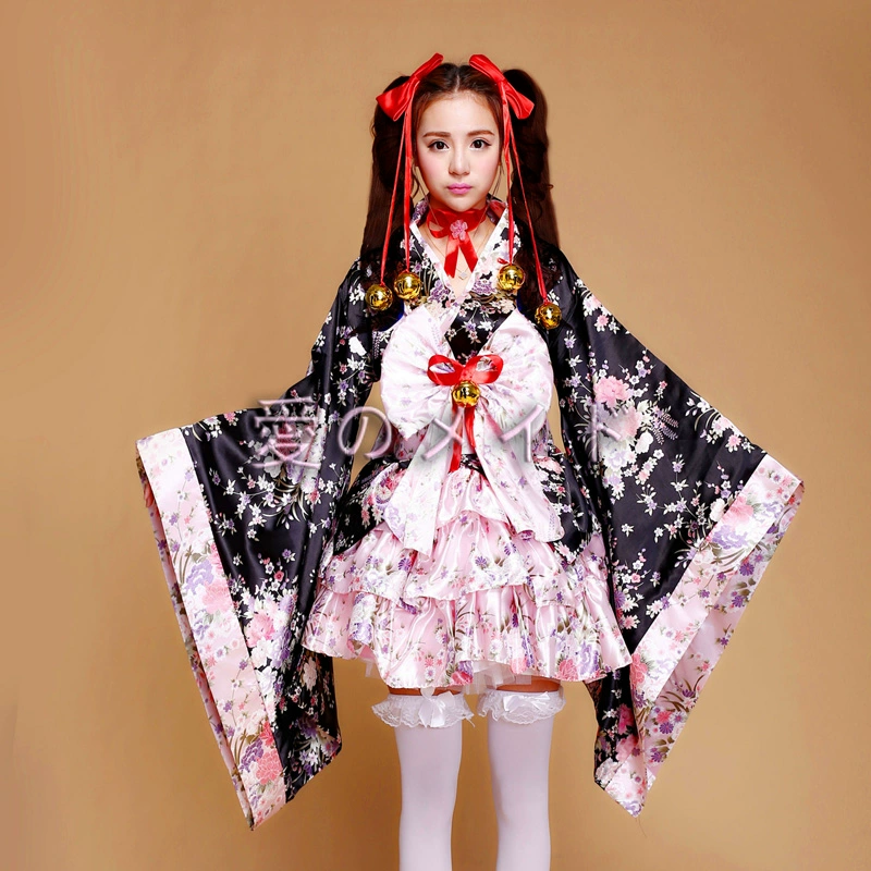 Quần áo anime dễ thương kimono Lolita ăn mặc phụ nữ cosplay trang phục hầu gái anh đào nặng đặc biệt - Cosplay