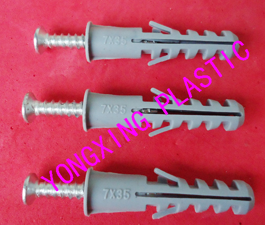 50 sets of fluffy pipe expansion screws sub-suit combined plastic wall tiger wall plug 7X35mm white grey color