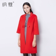 Áo len nữ mùa thu và mùa đông mới của Labuan, cổ áo nữ, một nút, áo len dài - Trung bình và dài Coat