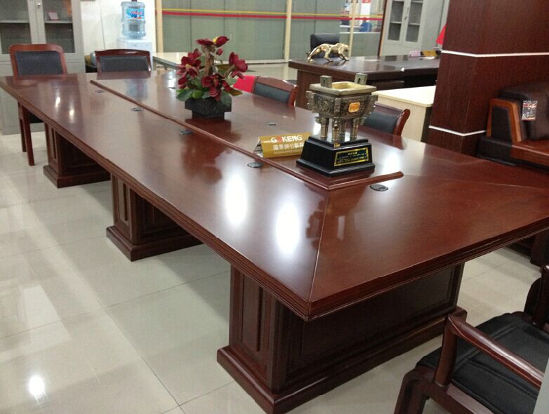 Conference table negotiation table solid wood leather paint large business office furniture simple modern negotiation table training table and chairs