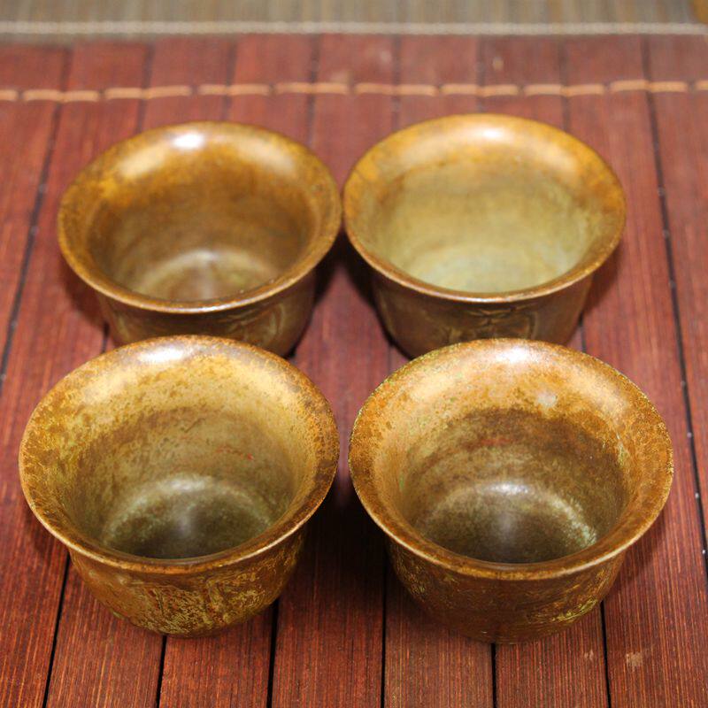Four pairs of boutique promotional decorations, copper, exquisite antiques, collections, household decorations, plum, orchid, bamboo, and chrysanthemum bowls