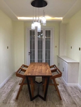 American solid wood dining table Wrought iron modern furniture Office conference table Long table Simple small apartment dining table and chair combination