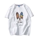 Phiên bản Hàn Quốc của xu hướng phim hoạt hình chó ngắn tay cotton mùa hè thanh niên nam áo thun từ bi cổ tròn rộng kích thước lớn - Áo phông ngắn Áo thun nam tay ngắn Áo phông ngắn