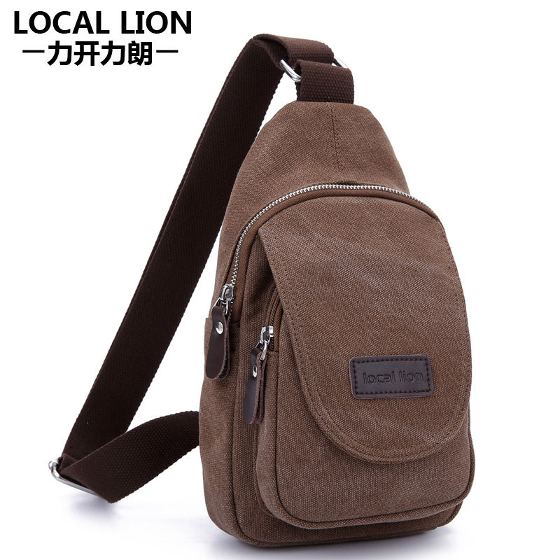 South Korea Fashion Men's Bag Chest Bag Casual Bag Slanted Satchel Satchel Men's Edition Tide Pack Canvas outdoor sports bag Canvas Men