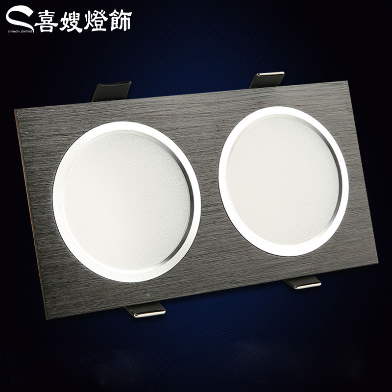 LED drum light double galllight mall home with ceiling hole lamp 8x16 double head grille rectangular sister