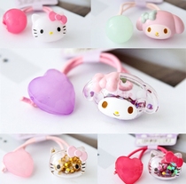 Japanese Kitty Melody Head flower tie hair decoration head rope Rubber band hair rope Pink hair circle