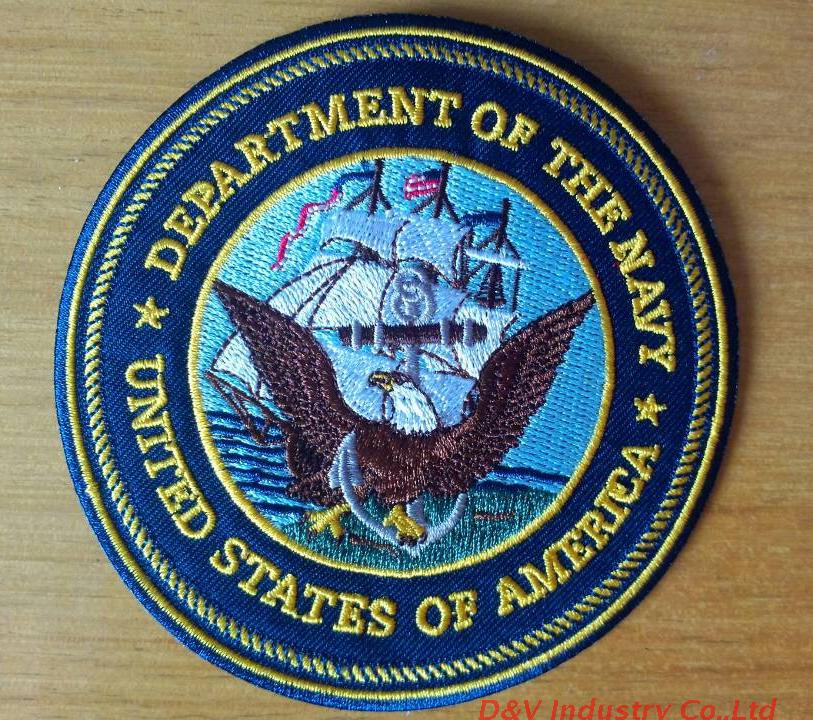 US Navy logo embroidery cloth paste custom complex pattern badge embroidery to map custom computer embroidery