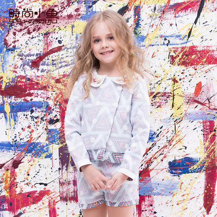 时尚小鱼童装2016女童秋装套装儿童衣服女大