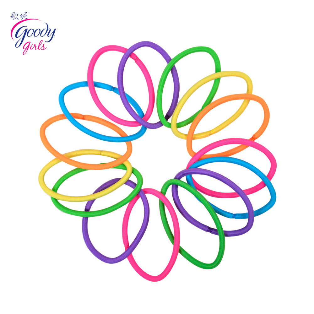 Goody/歌妮新款美国女孩安全发圈 柔韧不伤发 彩虹色儿童皮筋15根