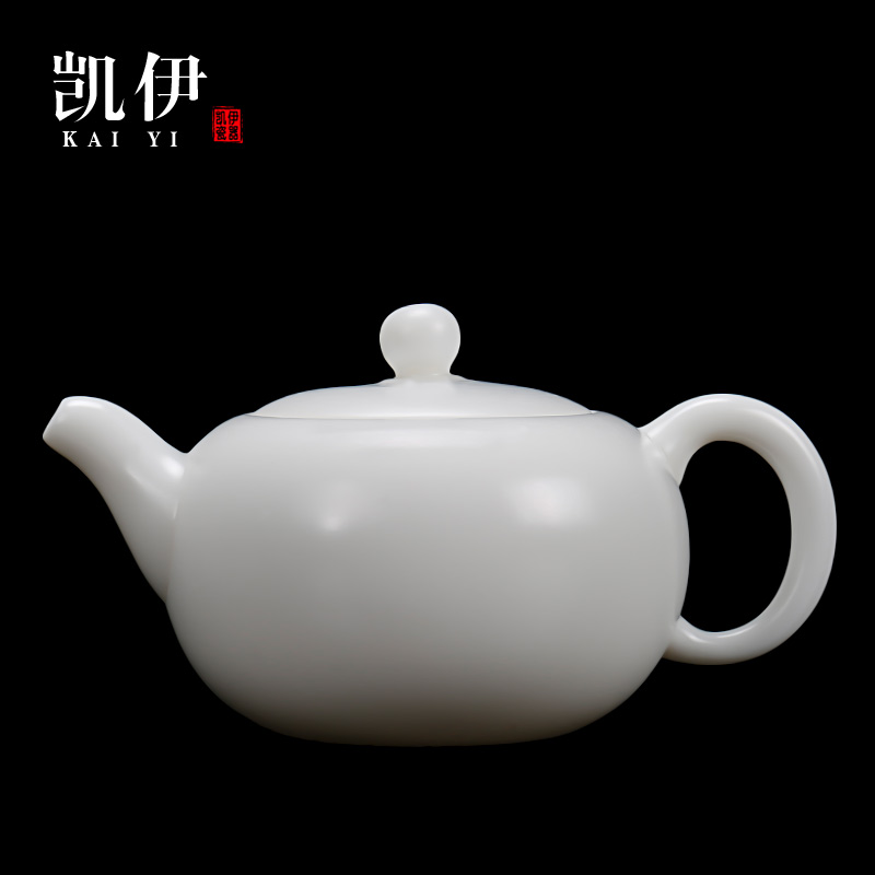 Kate dehua white porcelain craft teapot fu tea pot of kung fu tea set single pot teapot ivory white ceramic household