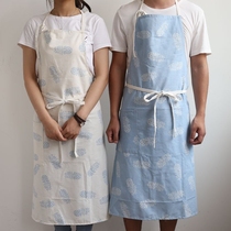 Nordic wind anti-dirty oil-proof kitchen bib fresh and simple painting overalls gown