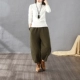 Phong cách quốc gia dày Lantern Lantern quần mùa thu và mùa đông ấm áp cộng với quần cotton Puxi vải cotton và lanh rộng quần cotton kích thước lớn quần bò nữ đẹp Cộng với kích thước quần áo