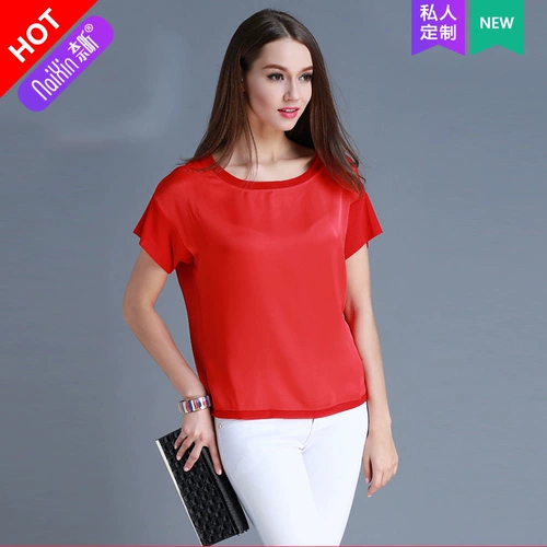 奈昕 Однотонная футболка, в стиле Шанель, короткий рукав, с рукавом