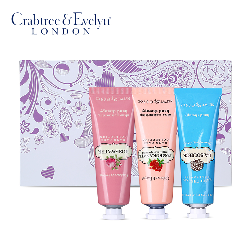 Crabtree & Evelyn/瑰珀翠瑰柏翠护手霜3支 翻盖礼盒装 买就送