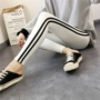 Quần legging cotton YAYI 2018 mùa thu mới màu trắng hai dây mặc thể thao quần lọt khe bên chân quần tây baggy