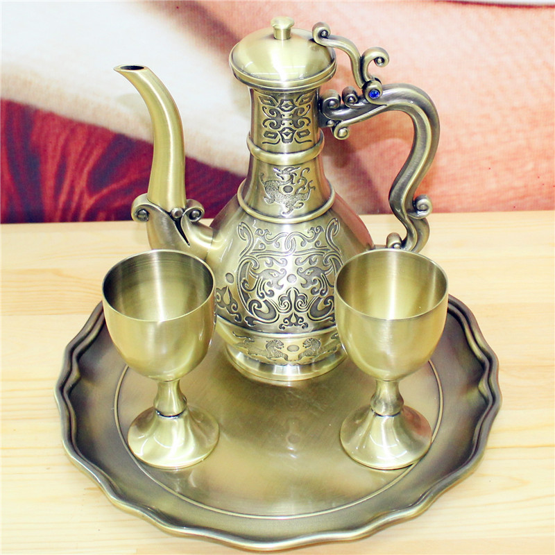 Set copper copper carving tableware set Wine set Craft gift YT454 factory direct sales