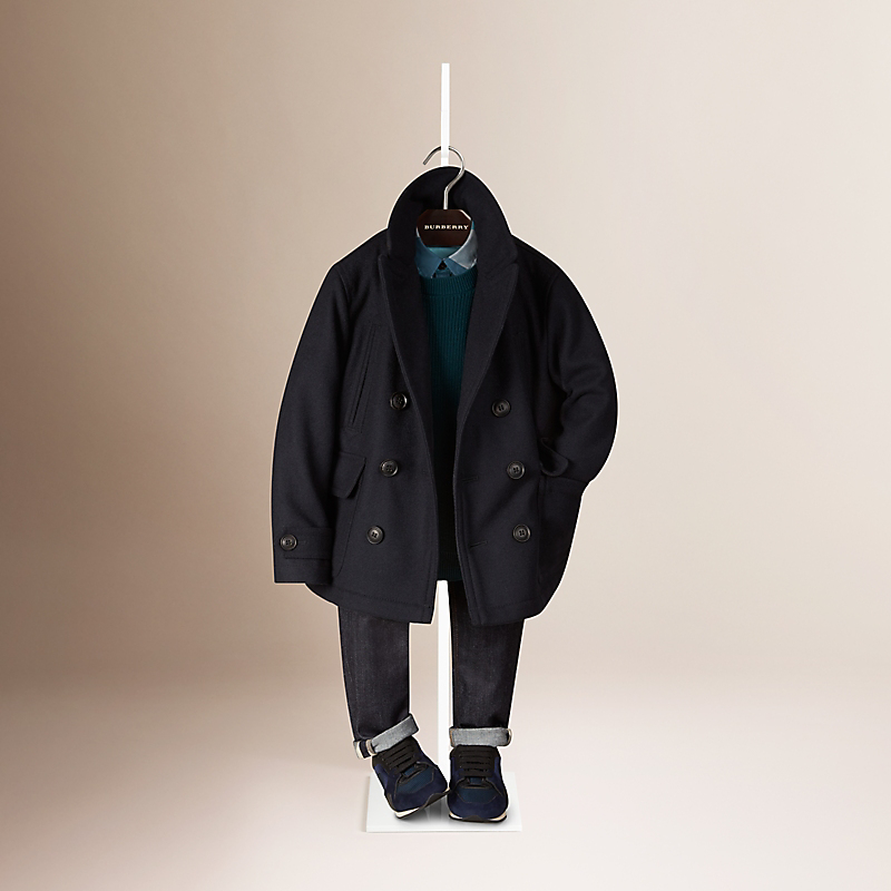 Burberry博柏利 双排扣羊绒混纺海军外套 39763451
