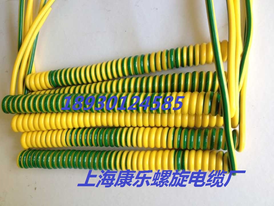 Single core 1X2.5 square stretch coil coil wire Yellow and green two-tone ground wire PU spiral wire