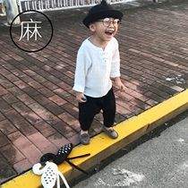 Child Cotton Linen Long Sleeve T Shirt Small Middle Child Spring Autumn Money pro Sub-clothing Handmade linen shirt boy girls blouse