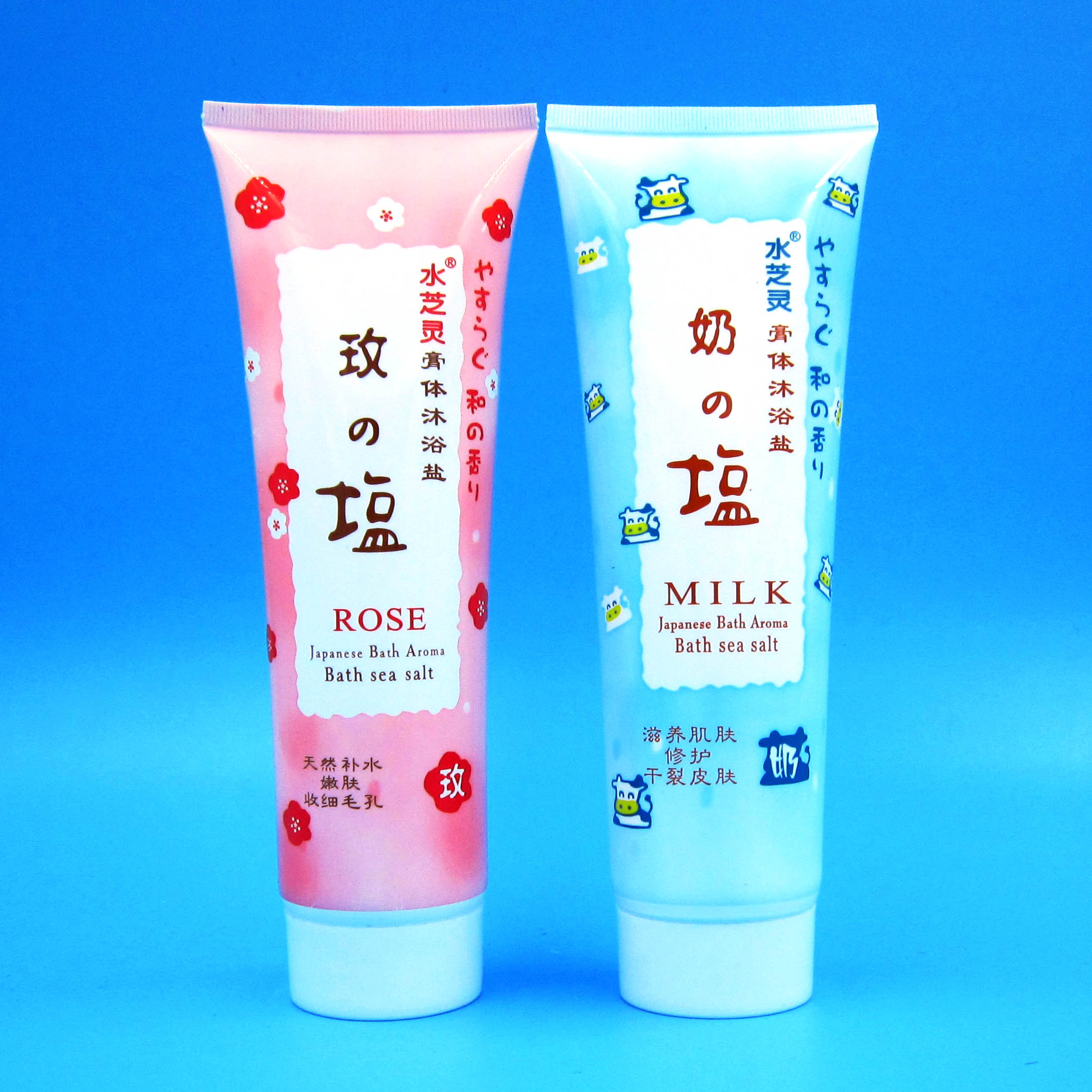 水芝灵沐浴盐2支共800g 牛奶+玫瑰 补水嫩白去角质后背祛痘搓泥