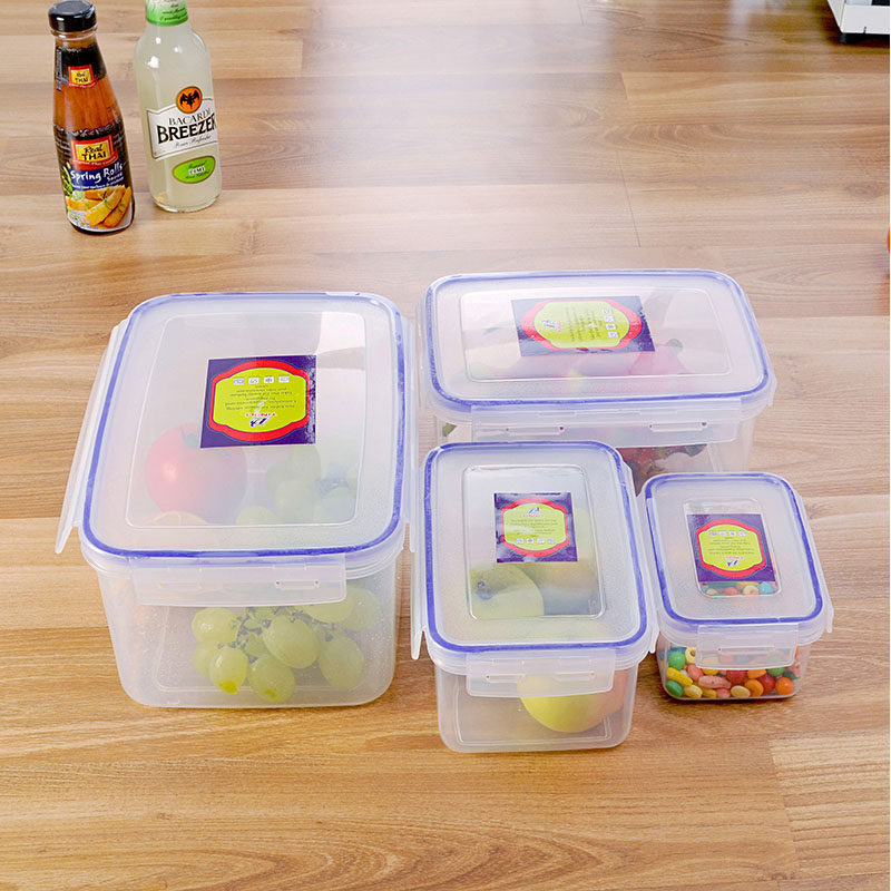 Rectangular refrigerator sealed microwave oven plastic fresh-keeping box lunch box lunch box lunch box donkey-hide gelatin box set lock buckle