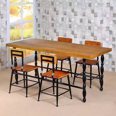 American creative retro solid wood wrought iron complete set of tables and chairs Leisure cafe Hotel Western restaurant dining table and chair combination