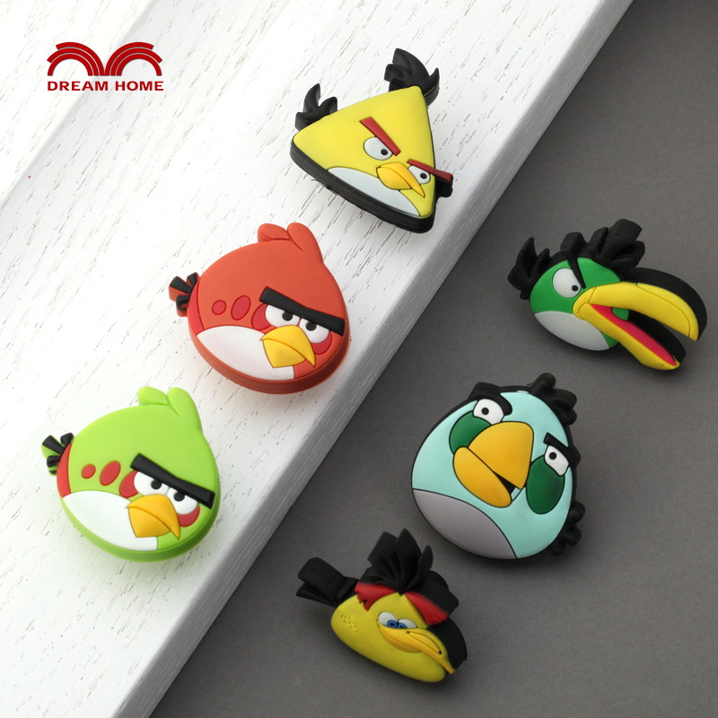 Angry birds soft plastic cartoon handle cute children's room inspirational game modern simple single hole handle