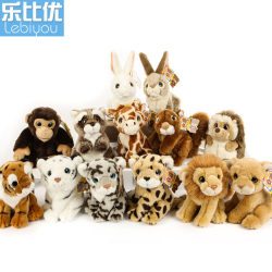 Lebi Young Simulation Animal Leopard Doll Powder Plush Toys Lion Squirrel Tiger Parrot Golden Reto Model