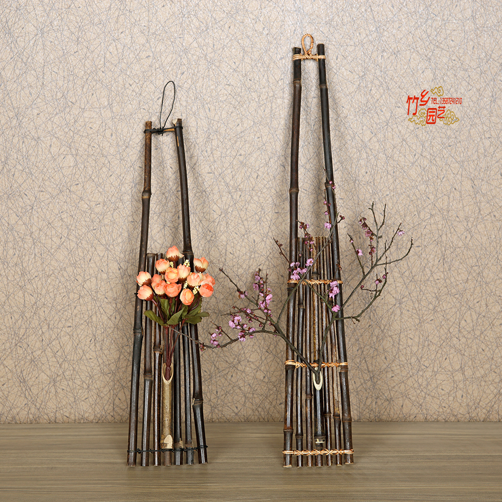 Wall-mounted floral pendant flower stand vine choreographeter Purple Bamboo Weave Daily Flower Arrangement Retro Floral