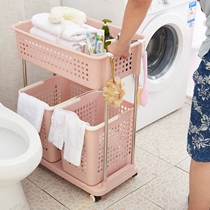 Bathroom laundry basket storage rack plastic multi-layer laundry basket shelf dirty clothes shou na kuang storage basket zang yi lou