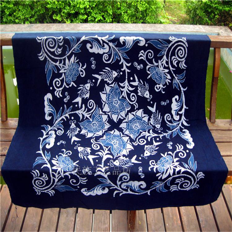 Wax Dyeing Square Table Cloth Single Layer Hung Painting Family Residence Decoration Guizhou Batik Ethnic Characteristics Anshun Wax Dyeing And Hanging Cloth