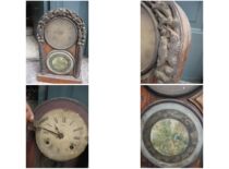 During the Republic of China German origin imported A-shaped Roman plate old mechanical clock country villa painted bronze sculpture Pisces decoration