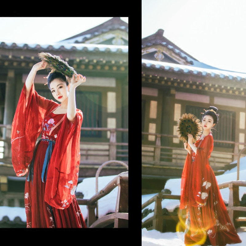 Photo studio photography wedding Hanfu Chinese costume costume wedding dress big red Han Tang wedding gorgeous trailing female costume wedding