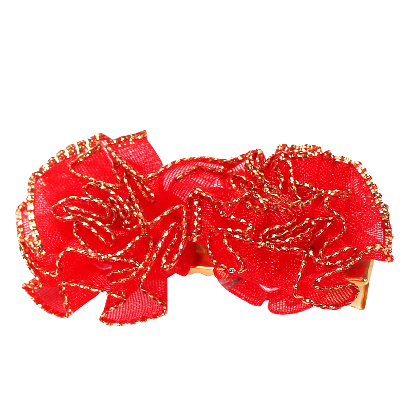 DIY Dongke handmade bridal headdress full metal hairpin edge clip red rhinestone hair ornament head flower wedding jewelry female