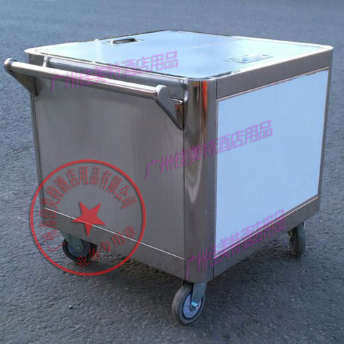 Thickened stainless steel flour cart 25kg 50kg rice noodle cabinet storage trolley dining car storage rice barrel rice tank