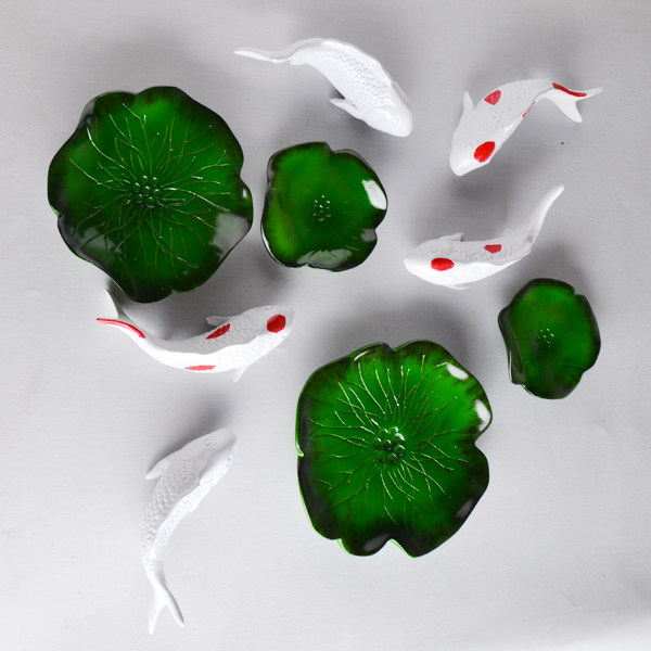 Modern Chinese wall decoration wall decoration creative decoration home three-dimensional wall sticker carp lotus leaf TV background wall