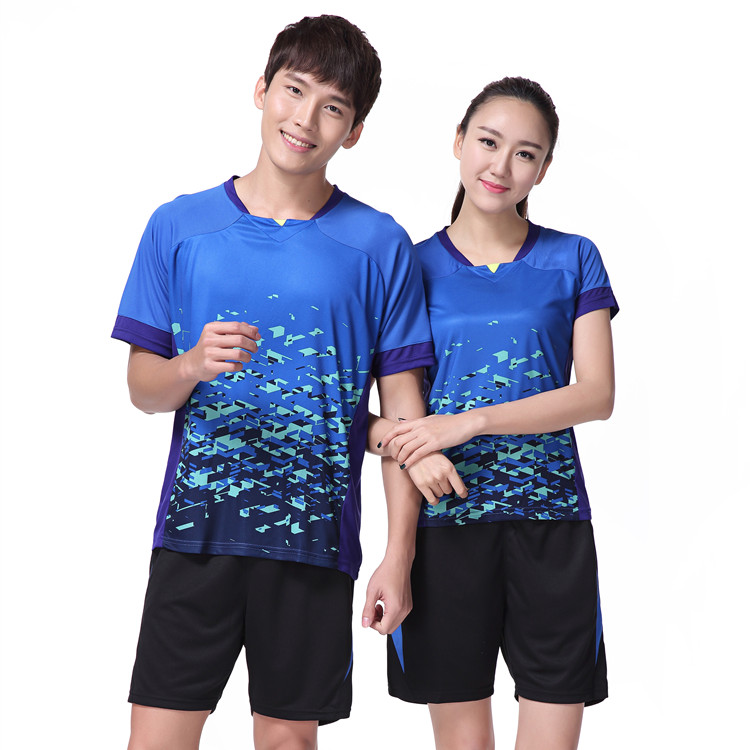 Tricolour Electricate Breathable Perspiration Clear lovers Men's and women's Round Collar Matches Badminton Suit Blouses
