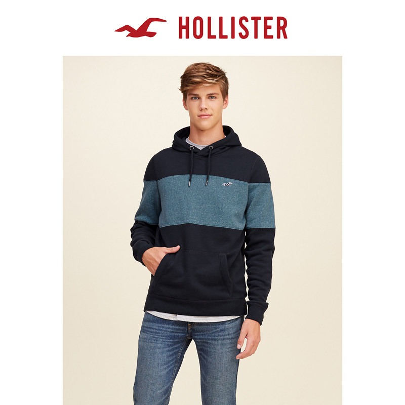 Hollister 标志性胸部撞色连帽上衣 男 113651